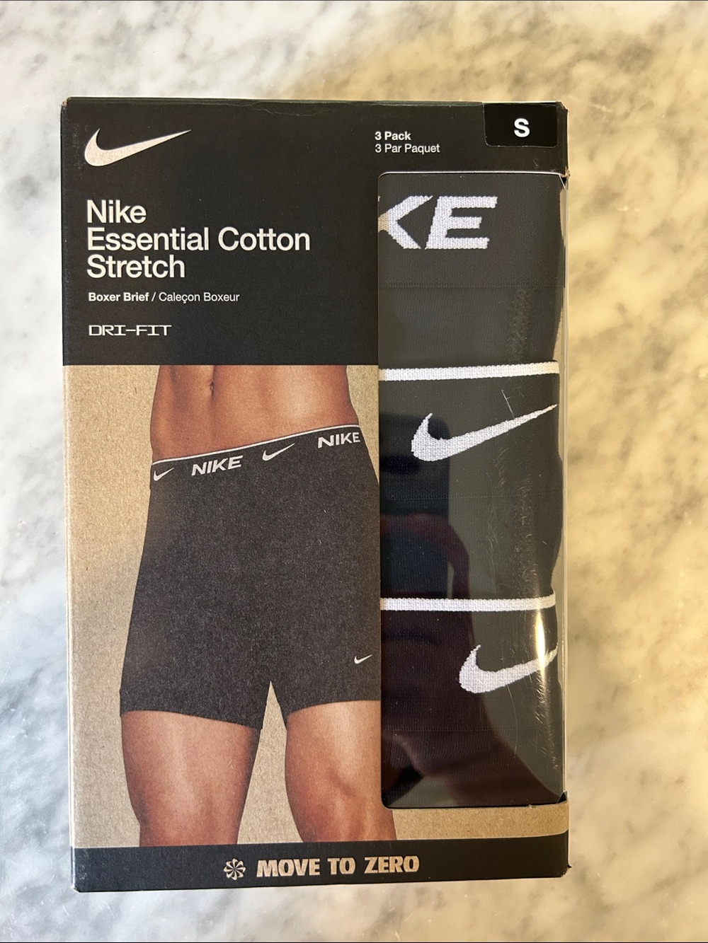 Nike Essential Cotton Stretch Mens boxer briefs. Dri-Fit. NIB. Small 3 pack